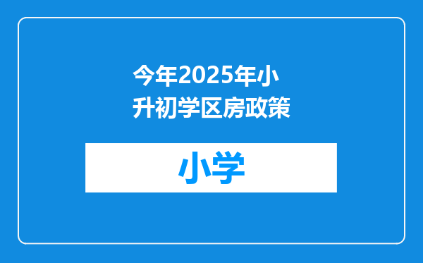 今年2025年小升初学区房政策