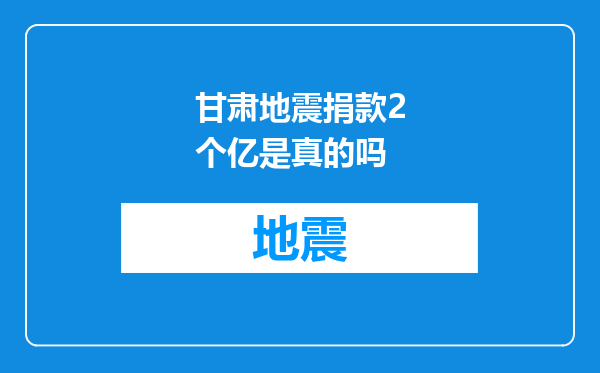 甘肃地震捐款2个亿是真的吗