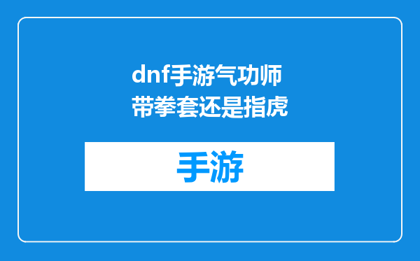 dnf手游气功师带拳套还是指虎