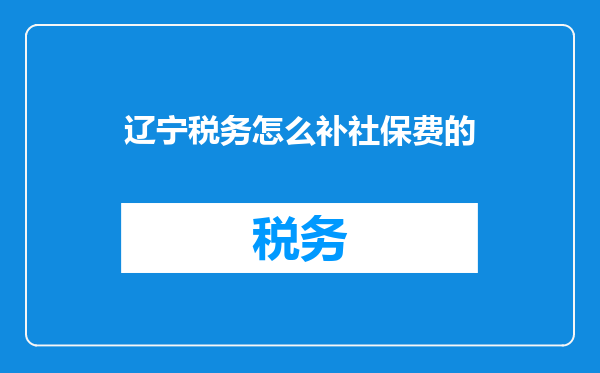 辽宁税务怎么补社保费的