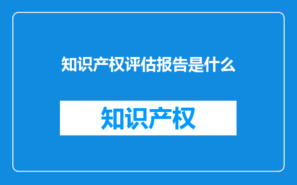 知识产权评估报告是什么