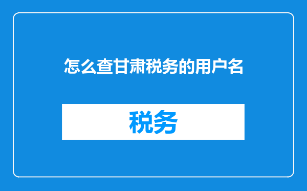 怎么查甘肃税务的用户名