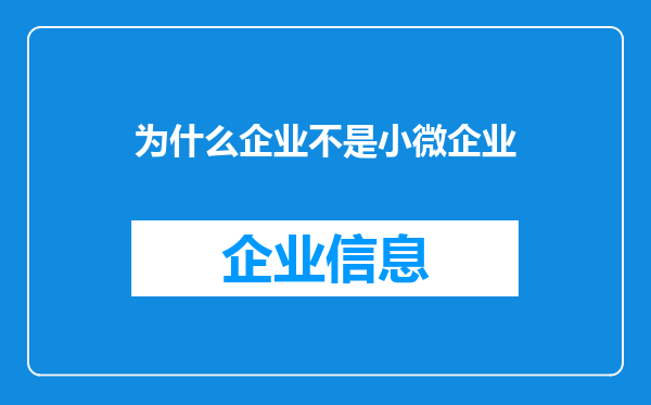 为什么企业不是小微企业