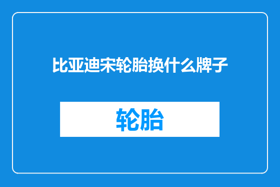 比亚迪宋轮胎换什么牌子