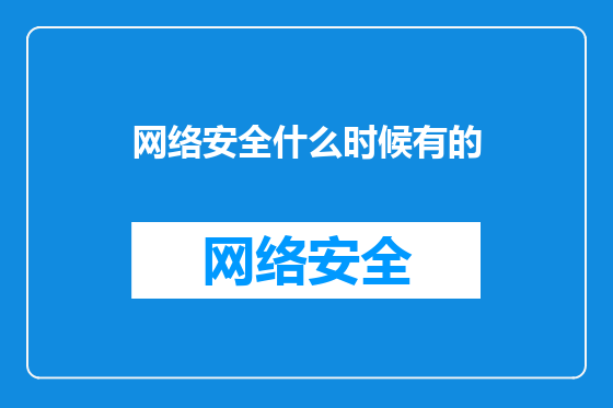 网络安全什么时候有的