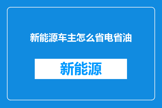 新能源车主怎么省电省油