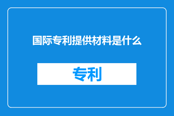 国际专利提供材料是什么