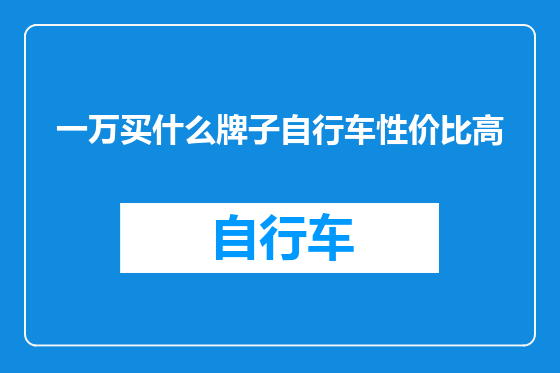 一万买什么牌子自行车性价比高
