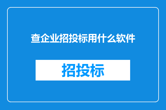 查企业招投标用什么软件