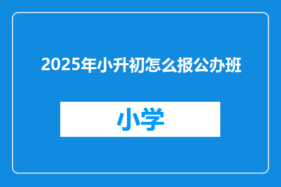 2025年小升初怎么报公办班