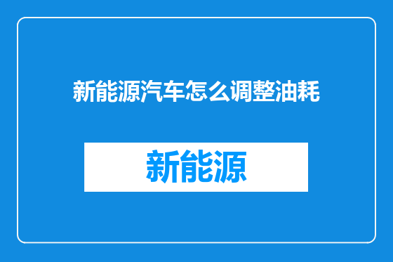 新能源汽车怎么调整油耗