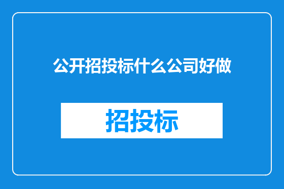 公开招投标什么公司好做