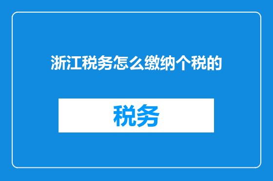 浙江税务怎么缴纳个税的