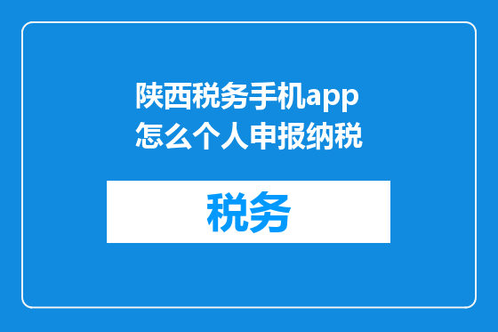 陕西税务手机app怎么个人申报纳税