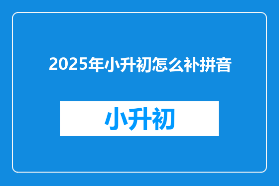2025年小升初怎么补拼音