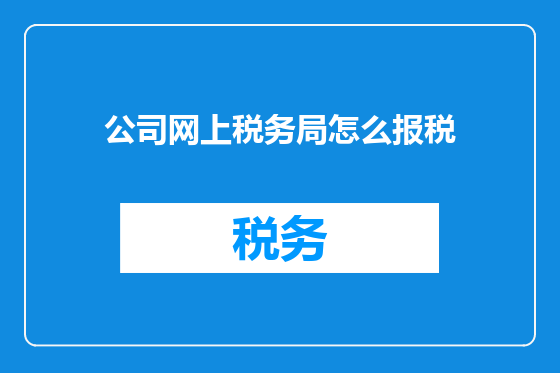 公司网上税务局怎么报税