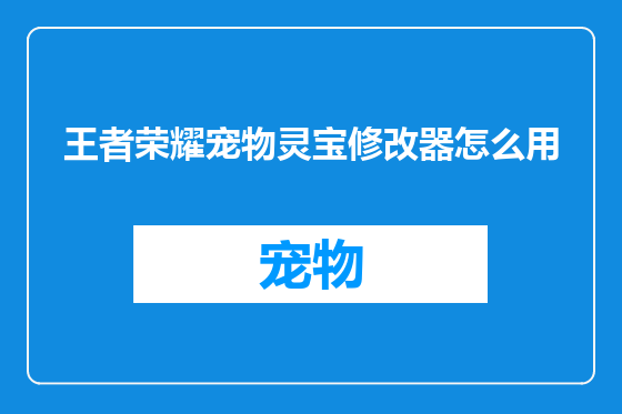 王者荣耀宠物灵宝修改器怎么用