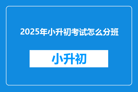 2025年小升初考试怎么分班