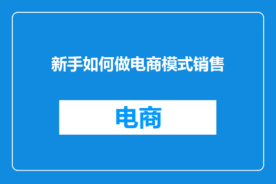 新手如何做电商模式销售