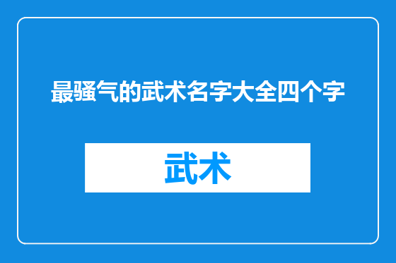 最骚气的武术名字大全四个字