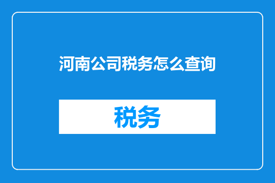 河南公司税务怎么查询