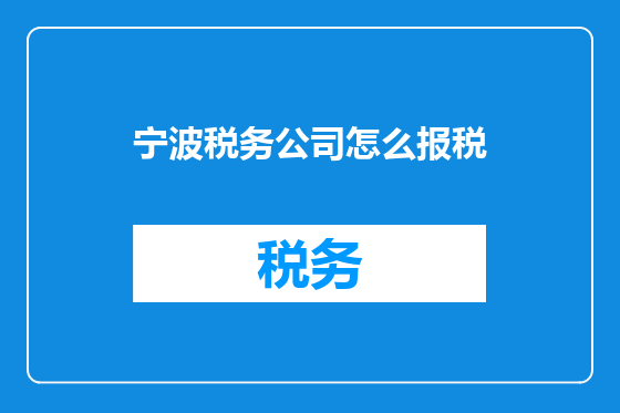 宁波税务公司怎么报税