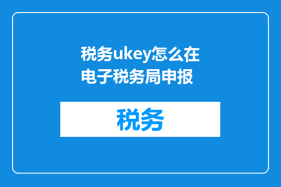 税务ukey怎么在电子税务局申报