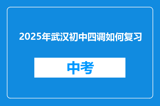 2025年武汉初中四调如何复习