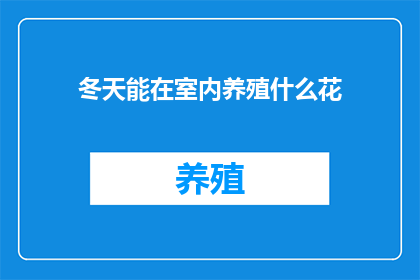 冬天能在室内养殖什么花