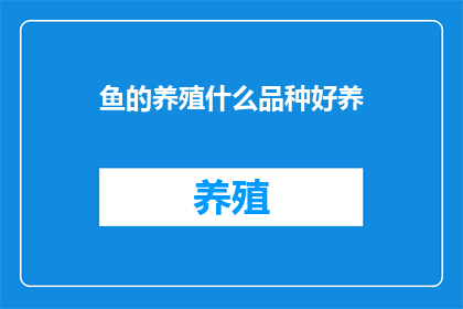 鱼的养殖什么品种好养