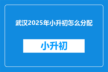 武汉2025年小升初怎么分配