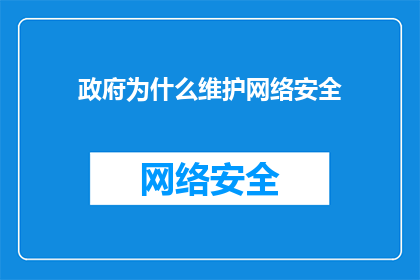 政府为什么维护网络安全
