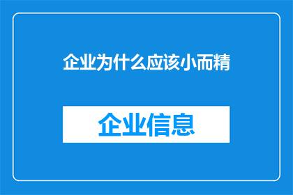 企业为什么应该小而精