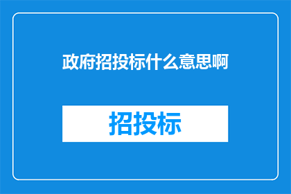 政府招投标什么意思啊