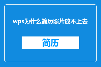 wps为什么简历照片放不上去