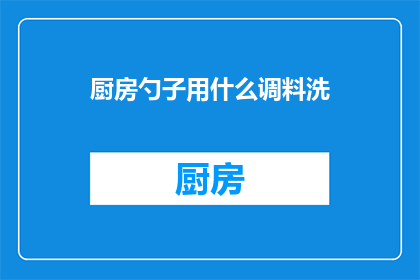 厨房勺子用什么调料洗