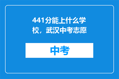 441分能上什么学校，武汉中考志愿