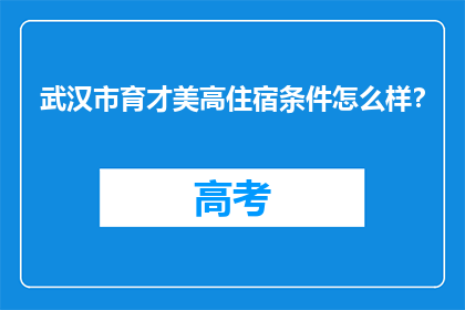武汉市育才美高住宿条件怎么样？