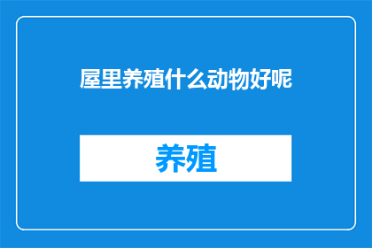 屋里养殖什么动物好呢