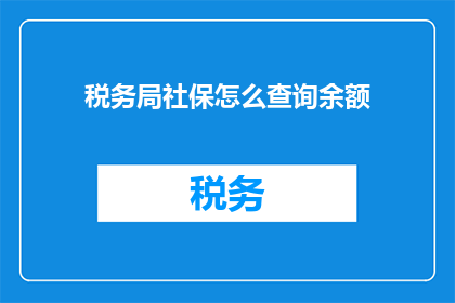 税务局社保怎么查询余额