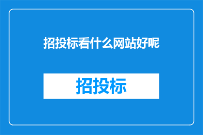 招投标看什么网站好呢
