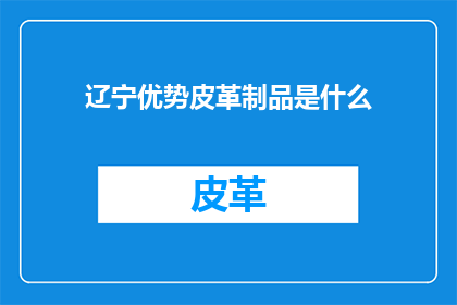辽宁优势皮革制品是什么