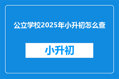 公立学校2025年小升初怎么查