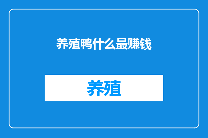 养殖鸭什么最赚钱