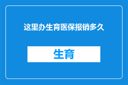 这里办生育医保报销多久