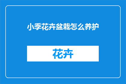 小季花卉盆栽怎么养护
