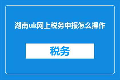 湖南uk网上税务申报怎么操作