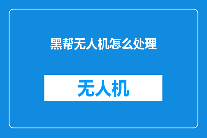 黑帮无人机怎么处理