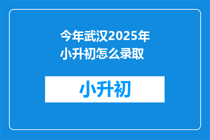 今年武汉2025年小升初怎么录取