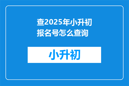 查2025年小升初报名号怎么查询